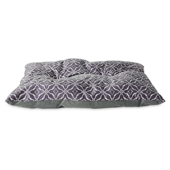 Vibrant Life Medium Tufted Plush Dog Bed, Gray Lattice