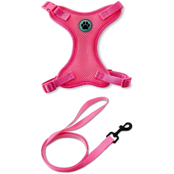 Vibrant Life Mesh Adjustable, Reflective Dog Walking Harness, with 4ft Leash included, Pink, Small