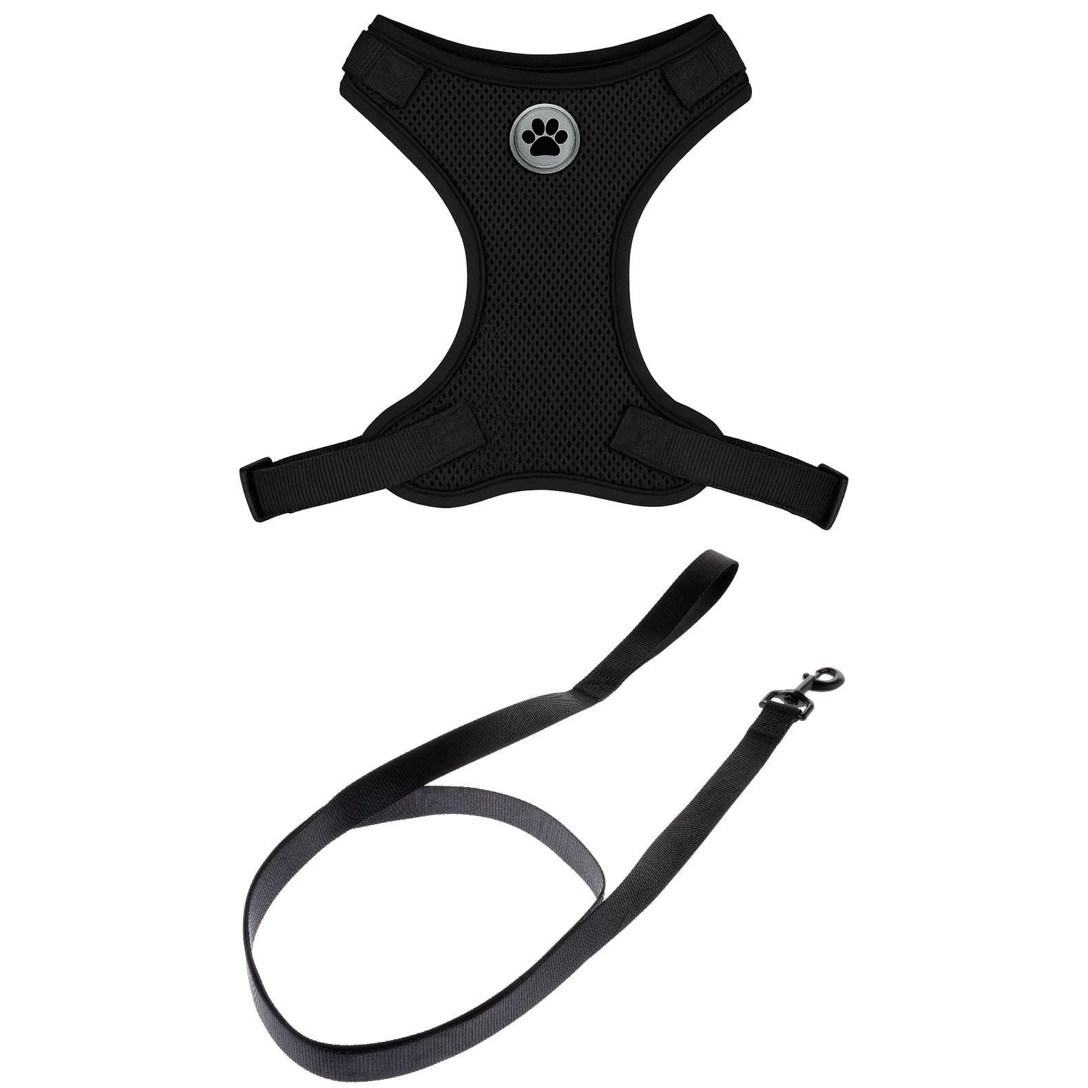 Vibrant Life Mesh Adjustable, Reflective Dog Walking Harness, with 6ft Leash included, Black, Medium