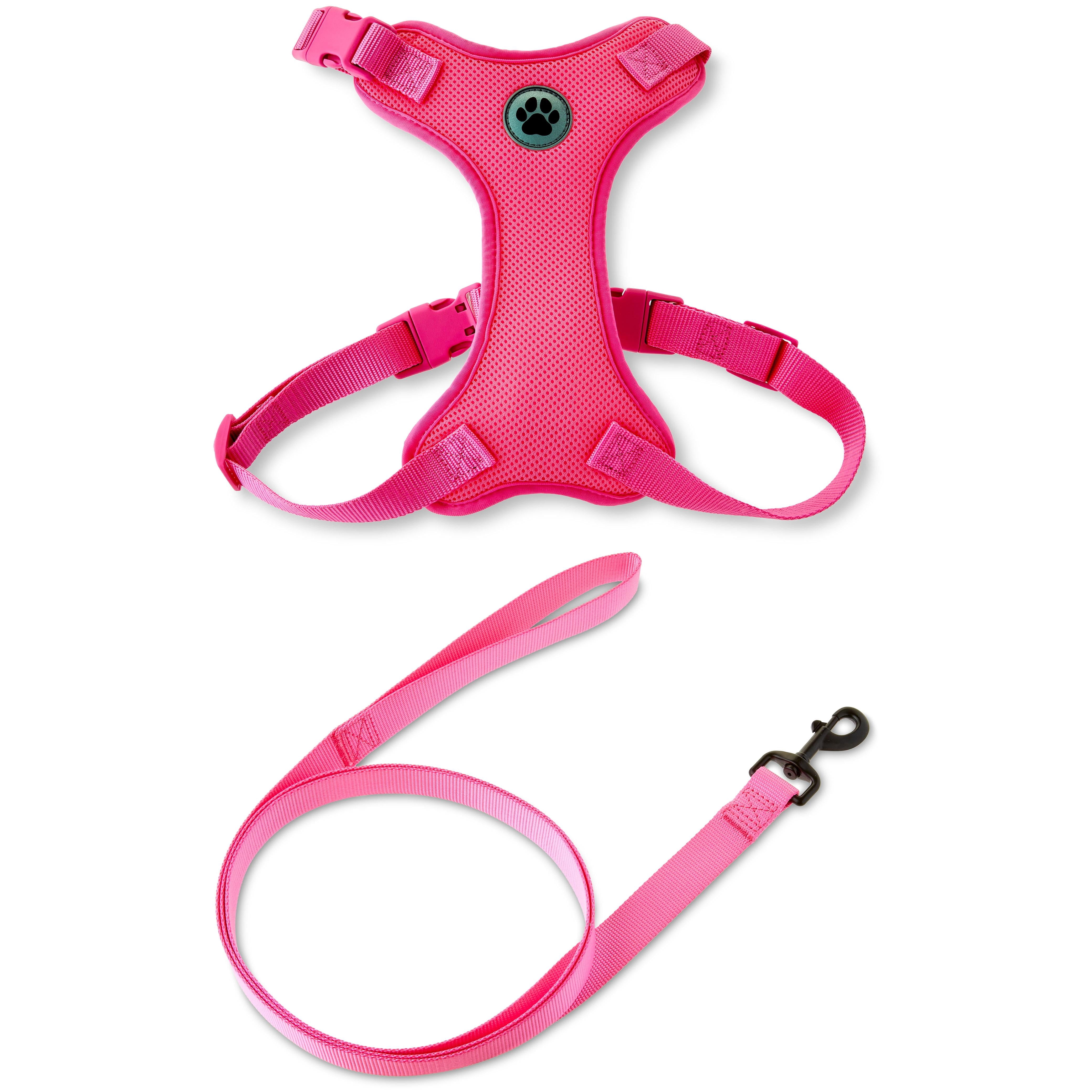 Vibrant Life Mesh Adjustable, Reflective Dog Walking Harness, with 6ft Leash included, Pink, Large