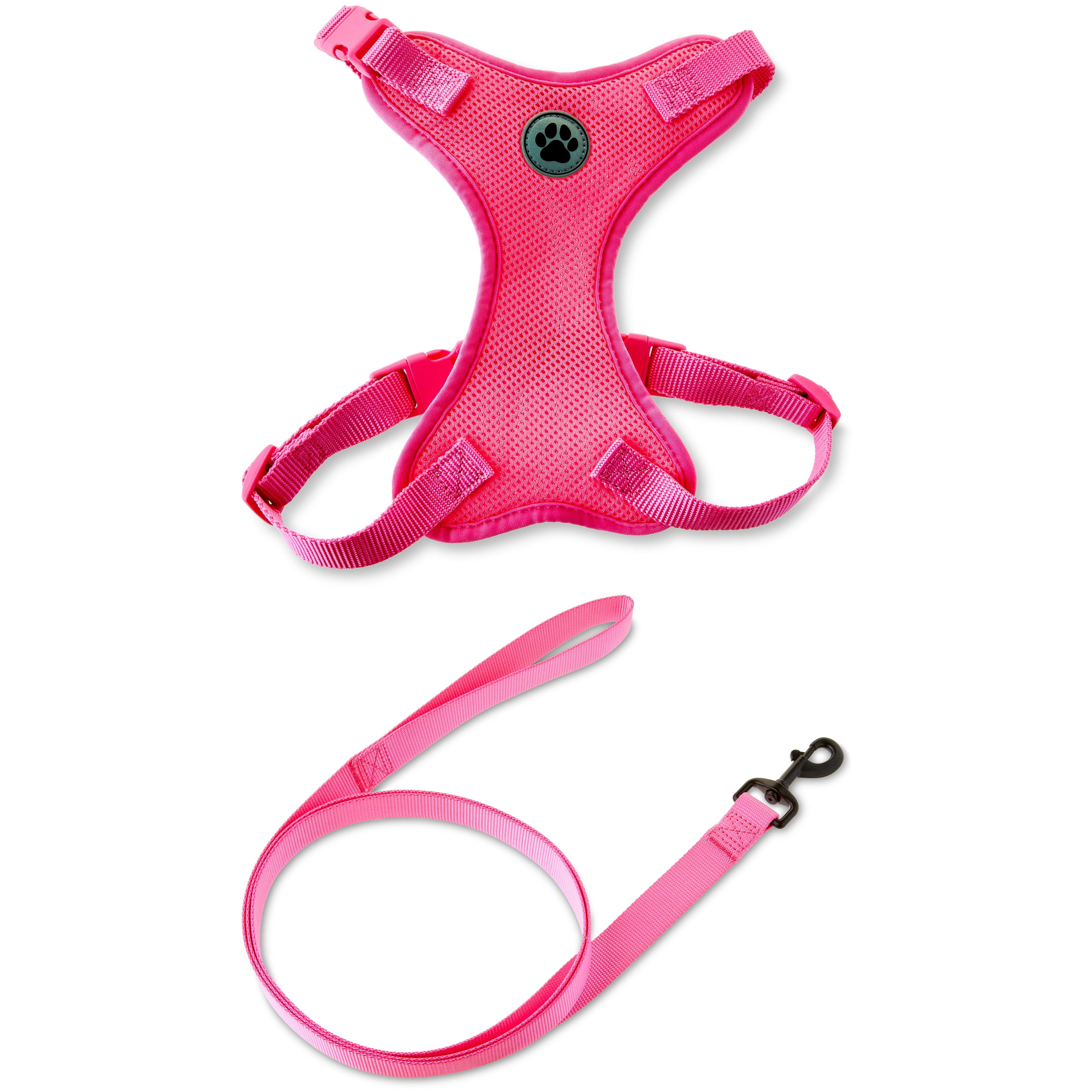 Vibrant Life Mesh Adjustable, Reflective Dog Walking Harness, with 6ft Leash included, Pink, Medium