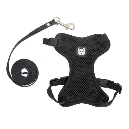 Vibrant Life Mesh Cat Harness & Leash Set, Black, One Size Fits Most