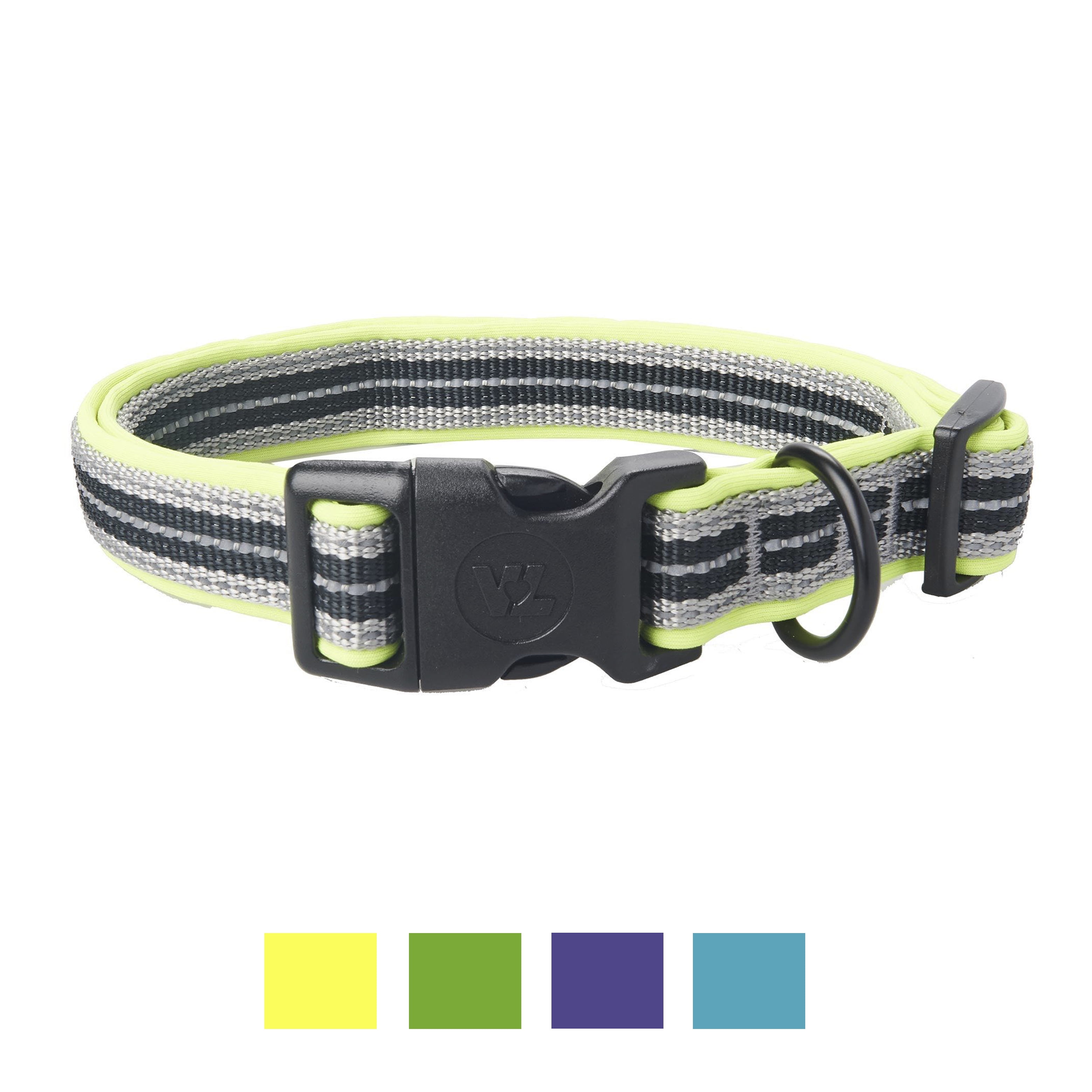 Vibrant Life Reflective Comfort Dog Collar, Yellow, Large