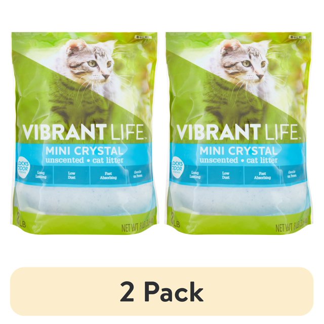 (2 pack) Vibrant Life Mini Crystal Unscented Cat Litter, 8 lb