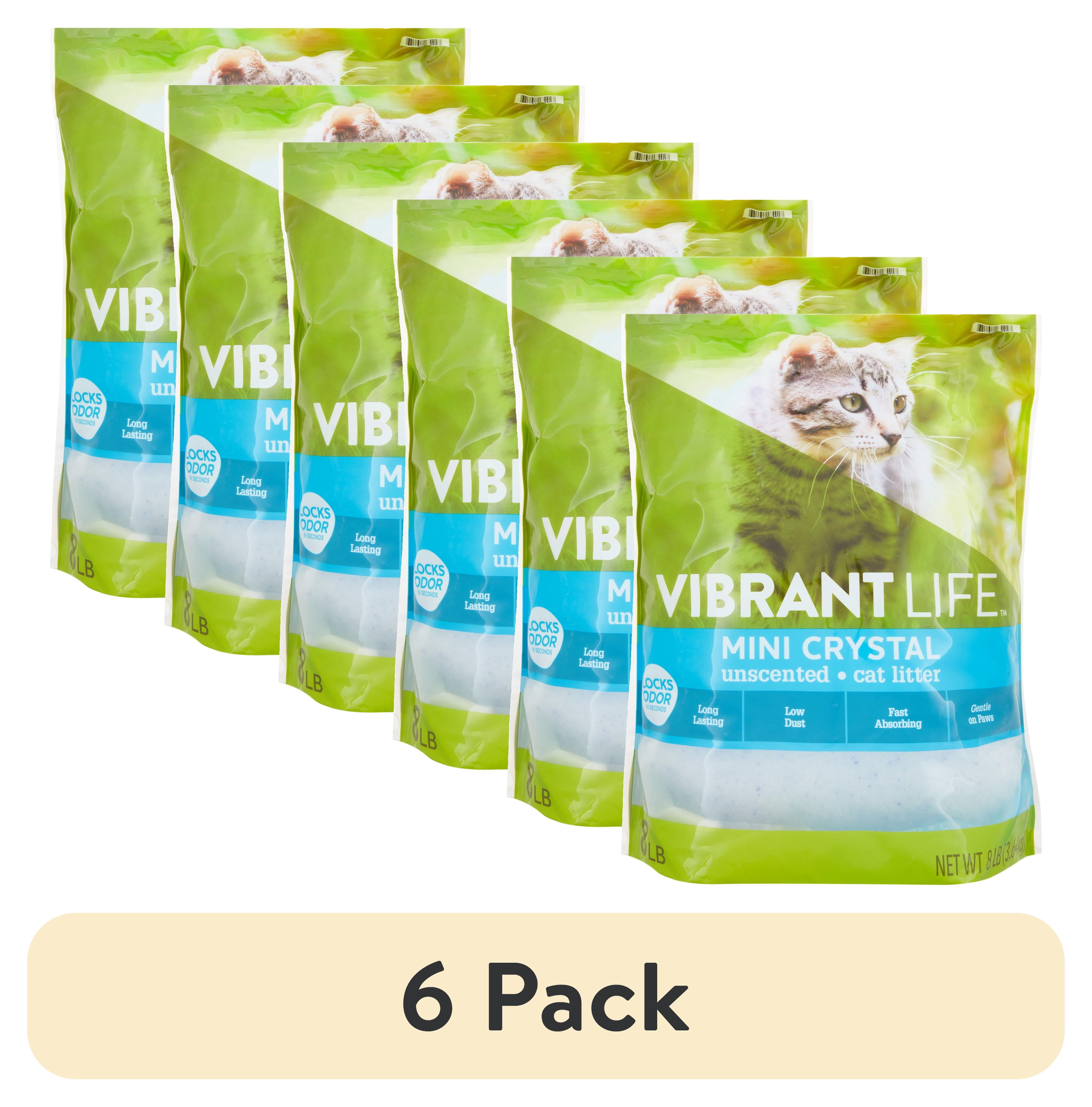 6 pack Vibrant Life Mini Crystal Unscented Cat Litter 8 lb Walmart