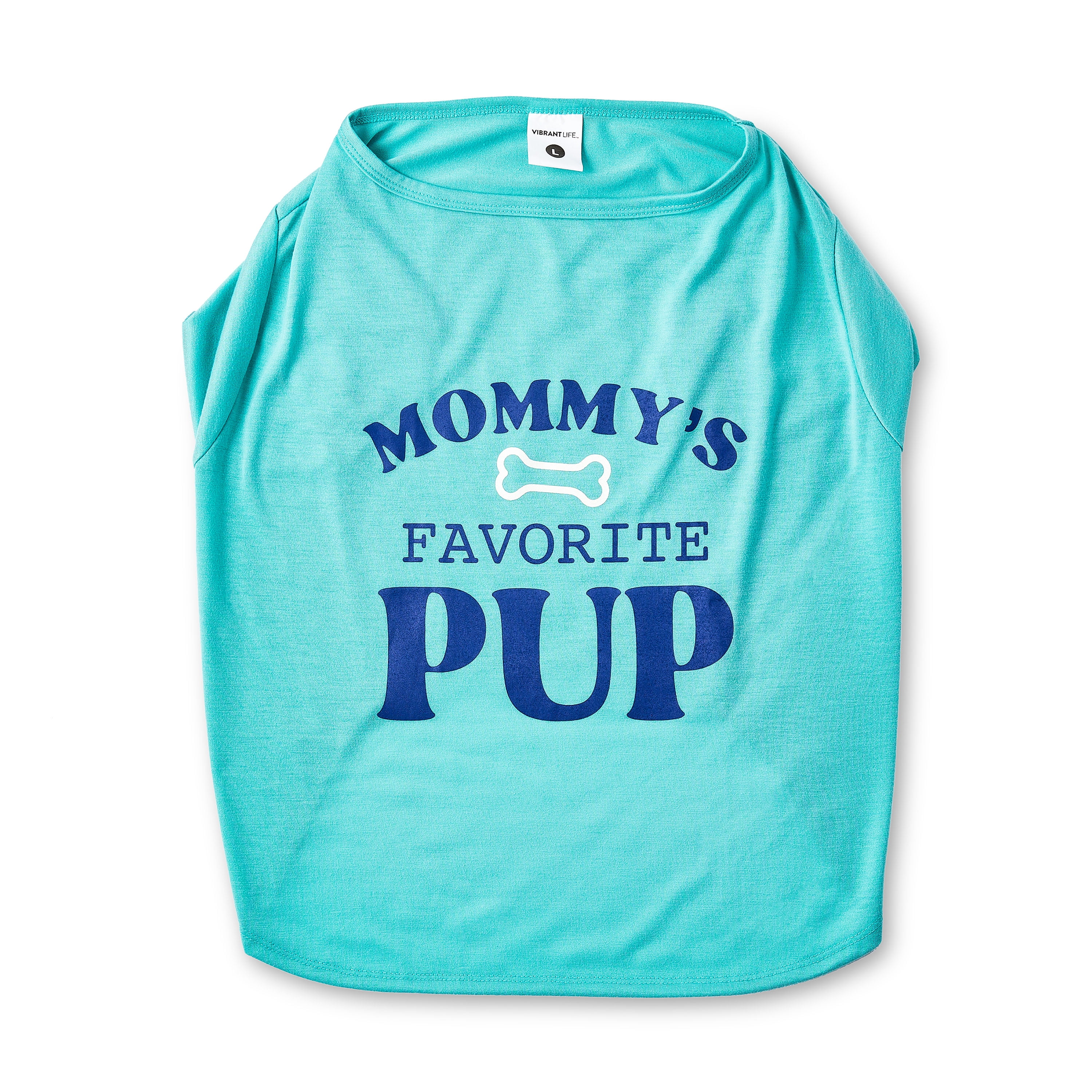 Vibrant Life Mommy's Favorite Pup Dog T-Shirt, Blue, Large