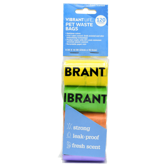 Vibrant Life Multi-Color Rainbow Waste-Pick up Bags - 120 ct.