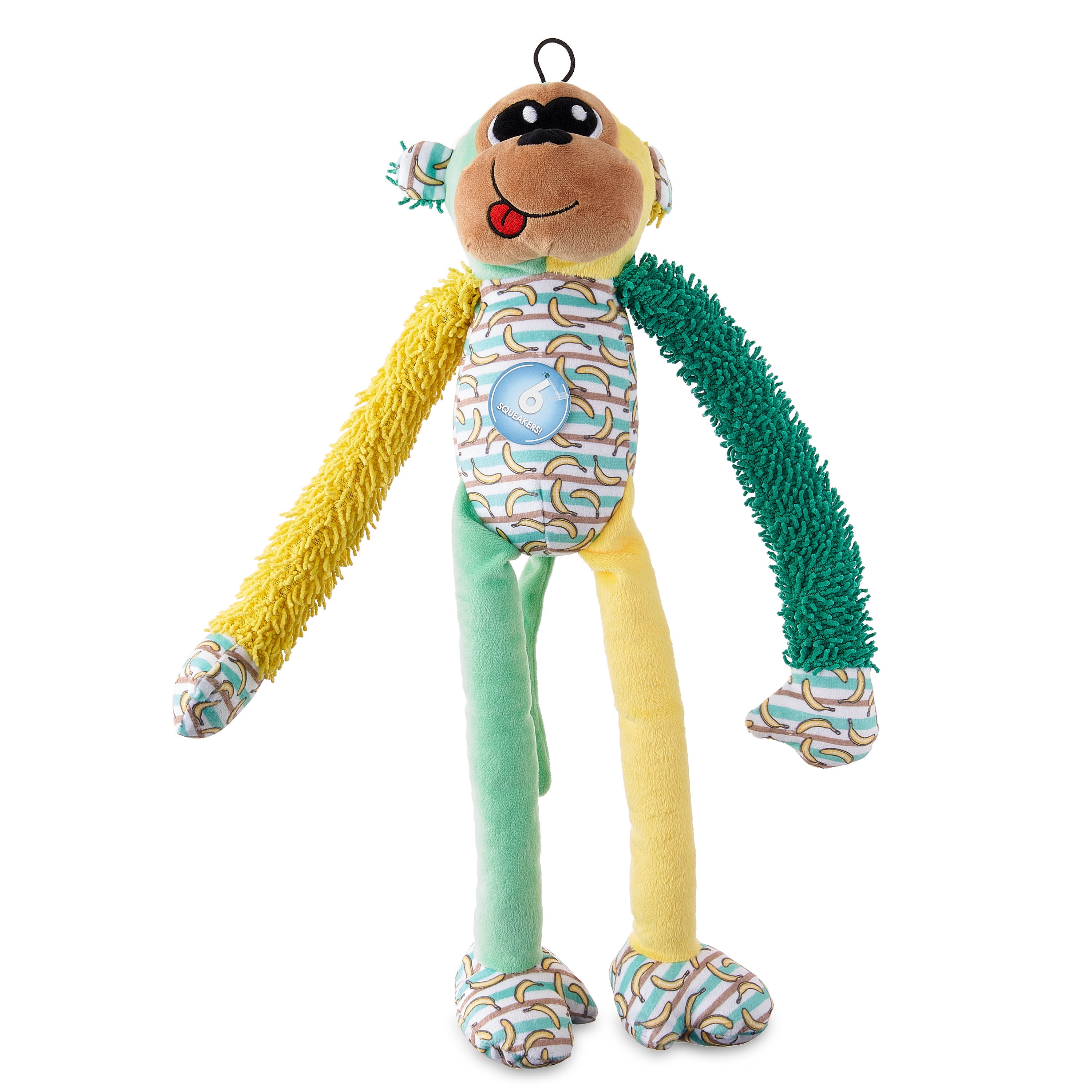 Vibrant Life Multicrew Monkey Plush Dog Toy, Six Squeakers, 18"