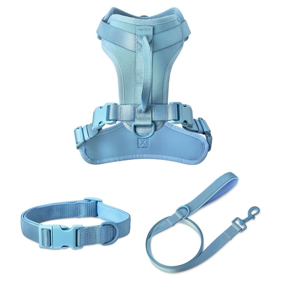 Vibrant Life Neoprene Cushioned Walking Dog Set, Adjustable Dog Collar and Harness with 6ft Leash, Soft, Large Dog