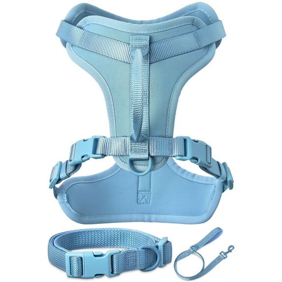 Vibrant Life Neoprene Cushioned Walking Dog Set, Adjustable Dog Collar and Harness with 6ft Leash, Soft, Medium Dog
