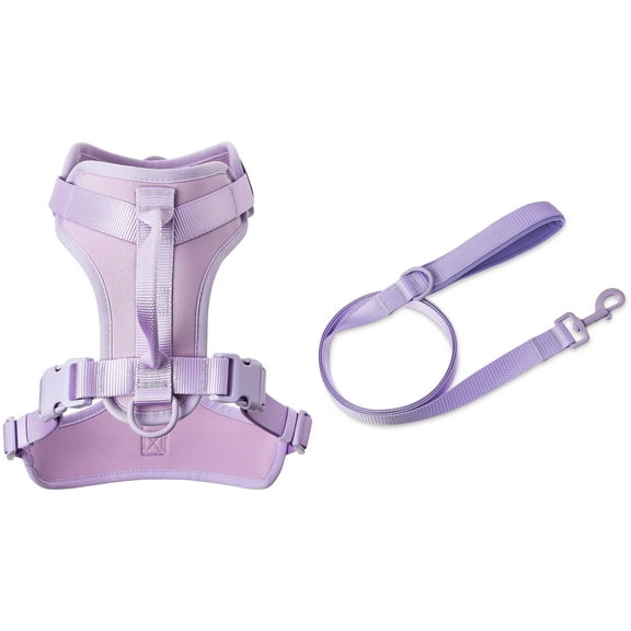 Vibrant Life Neoprene Cushioned Walking Dog Set, Adjustable Dog Harness Large with 6ft Leash, Lavender, Harness Large