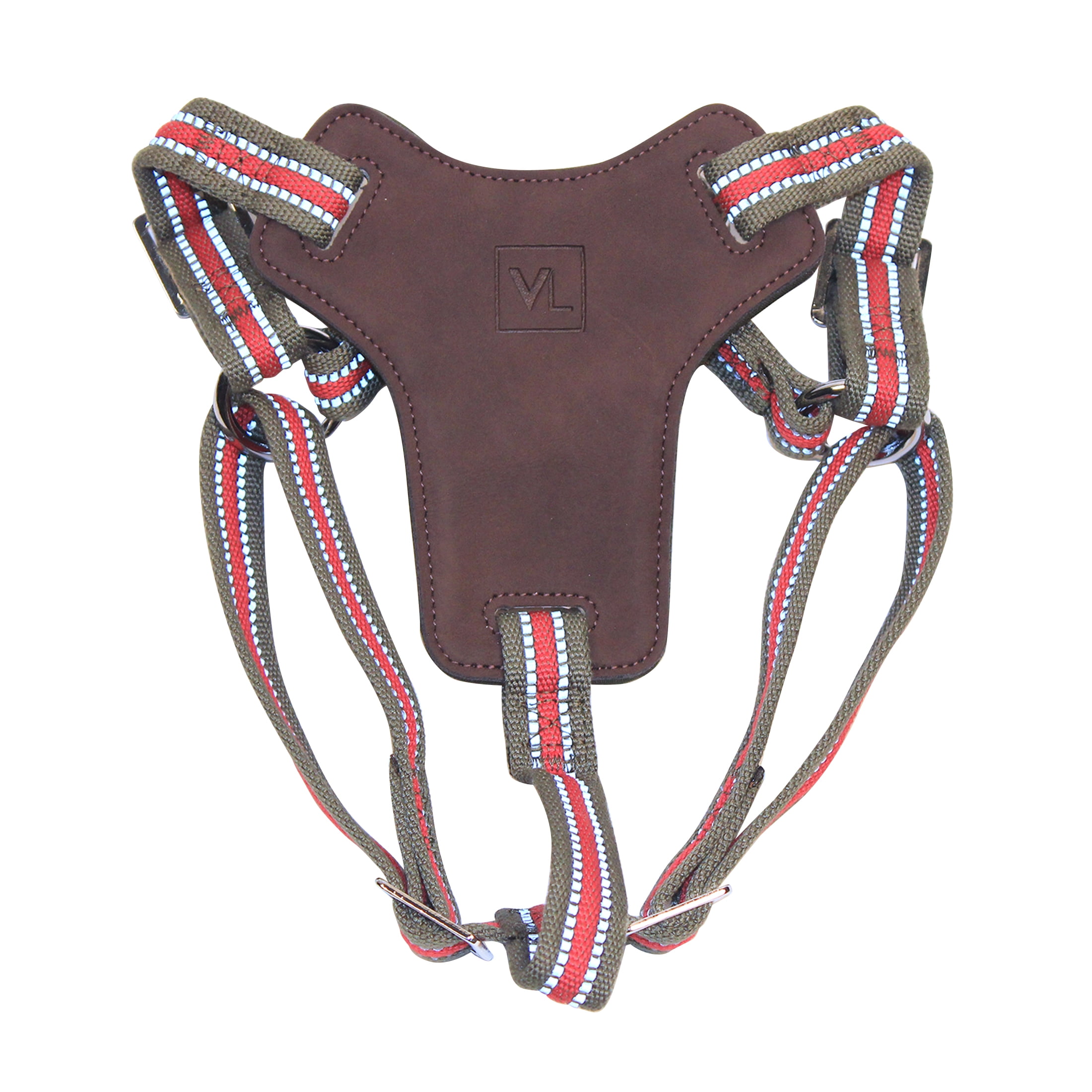 Vibrant Life Nylon & Leather Striped Step-in Dog Harness, Green, L (27" to 36" Chest Size)