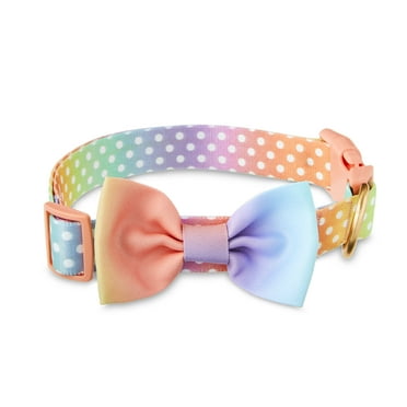 Vibrant Life Ombre 3D Bow Tie Fashion Dog Collar, Multicolored, Large