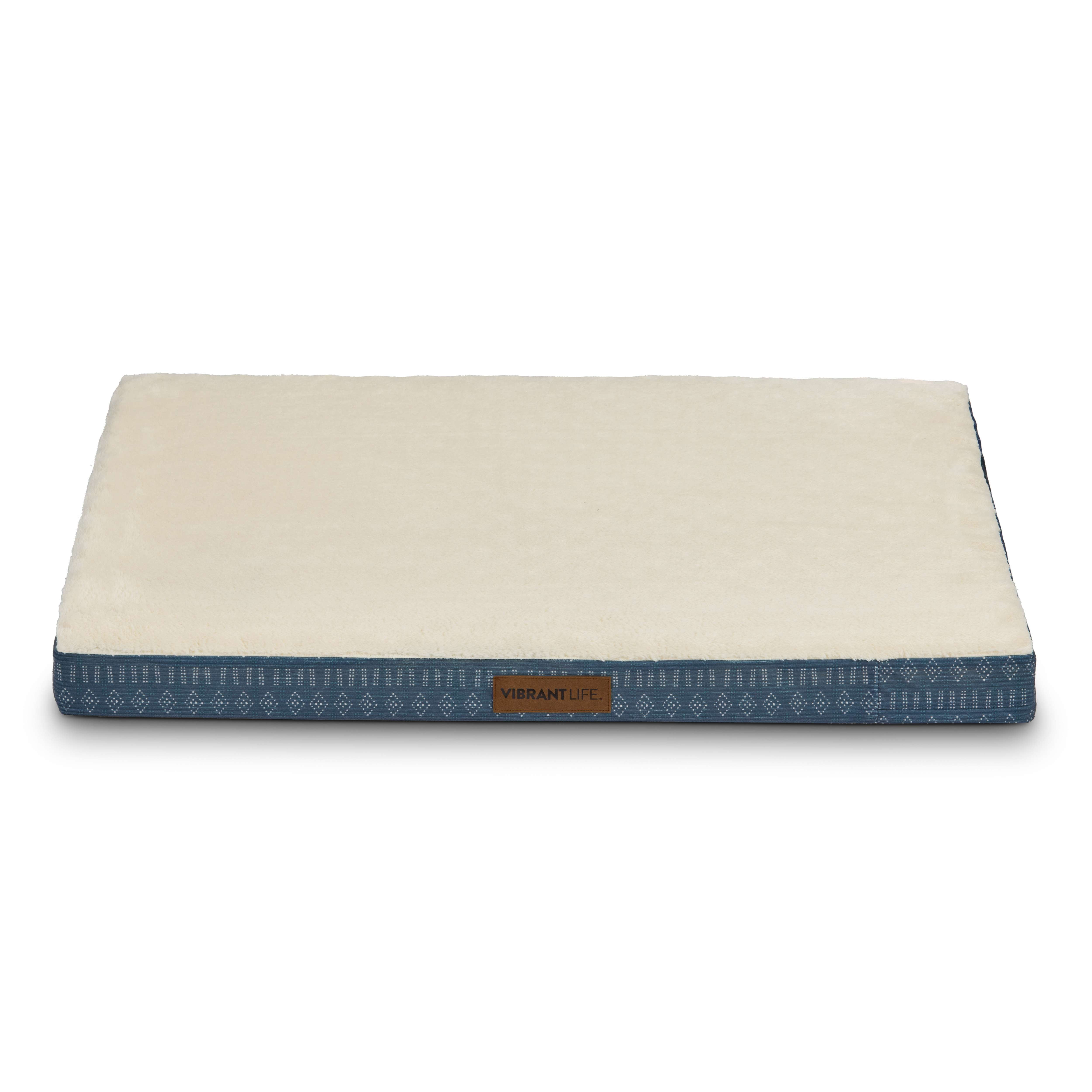 Vibrant Life Large Orthopedic Foam Dog Bed for Large Breeds, Large, 35" x 25", Blue