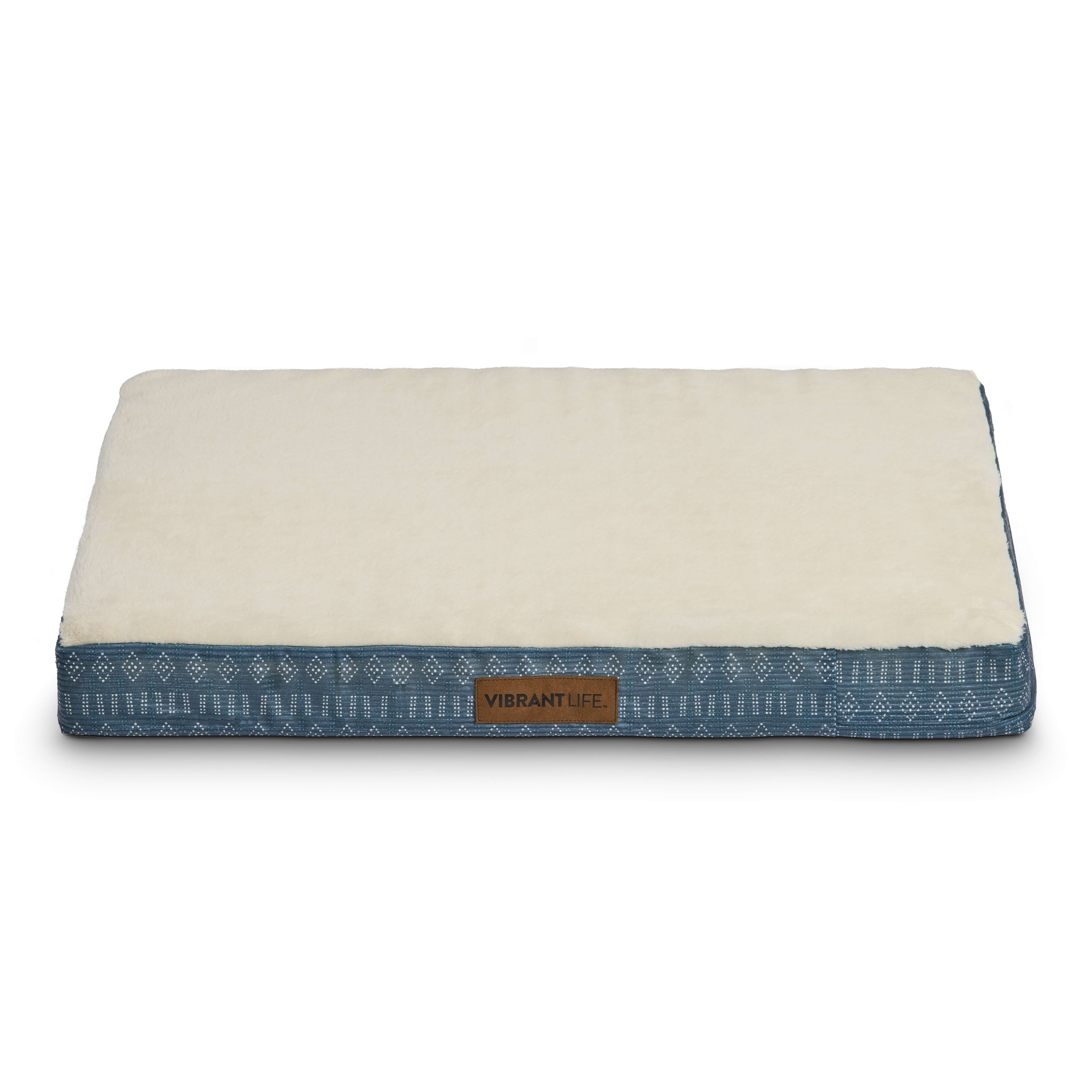 Vibrant Life Medium Orthopedic Foam Dog Bed for Medium Breeds, Medium, 28" x 20", Blue