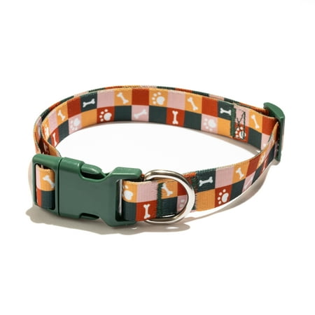 Vibrant Life Adjustable Fashion Dog Collar, Multicolor Bone and Paw Grid, S price history and forecast - Vibrant Life