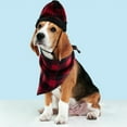 thumbnail image 1 of Vibrant Life Pet Beanie Hat and Bandana Set for Dogs and Cats: Red and Black Plaid, Sweater Knit, Size M/L, 1 of 3