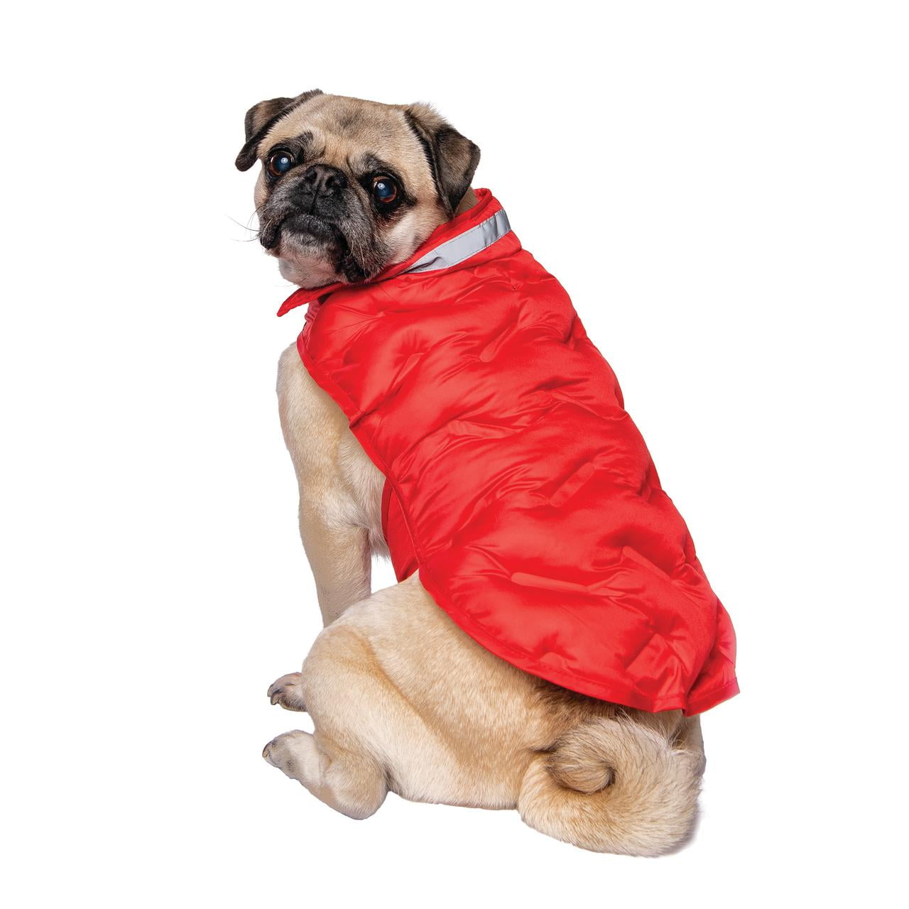 Vibrant Life Pet Jacket for Dogs and Cats Red Puffy Jacket with Reflective Trim, Size S