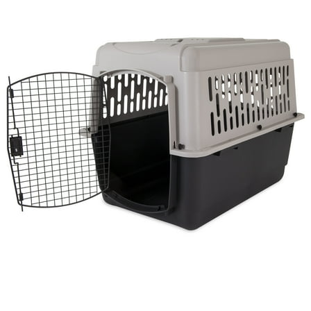 Vibrant Life Pet Portable Kennel for Dogs, Hard-Sided Travel Carrier, Durable, Metal Door, Black & Grey, For Pets 50-70 lbs, 36" L x 25" W x 27" H