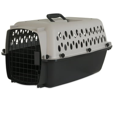 Vibrant Life Pet Kennel Small 23" Dog Crate, Plastic Travel Pet Carrier for Pets up to 15 lb, Grey