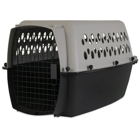 Vibrant Life Pet Portable Kennel for Dogs, Hard-Sided Travel Carrier, Durable, Metal Door, Black & Grey, For Pets 15-25 lbs, 26.2" L x 18.6" W x 16.5" H