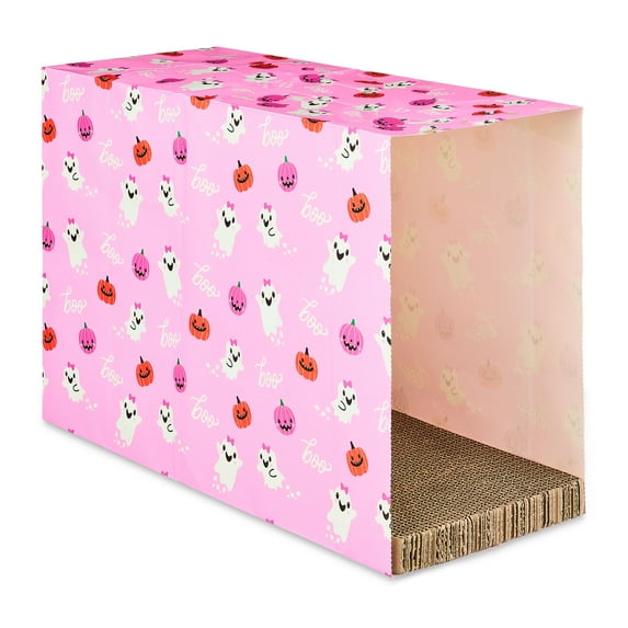 Vibrant Life Halloween Cat Scratching Pad, Boo Ghosts Paper Bag, Corrugate Base, Natural Catnip, Pink