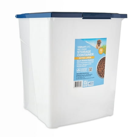 Vibrant Life Plastic Pet Food Storage Container with Locking Lid, Extra-Large, 50 lb