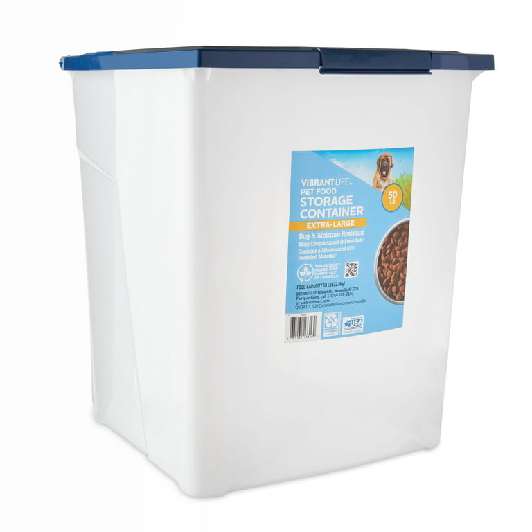 Vibrant Life Plastic Pet Food Storage Container with Locking Lid, 25 lb.