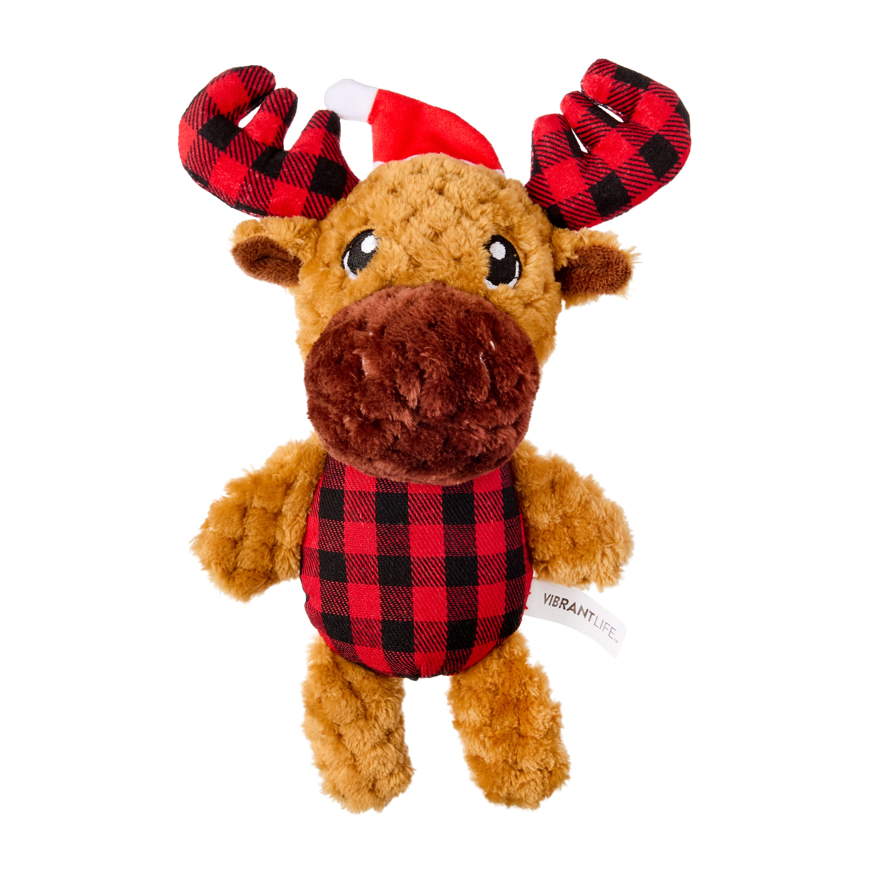 The Coupon deal of  Vibrant Life Plush Dog Toy with Squeaker, Buffalo Plaid Reindeer