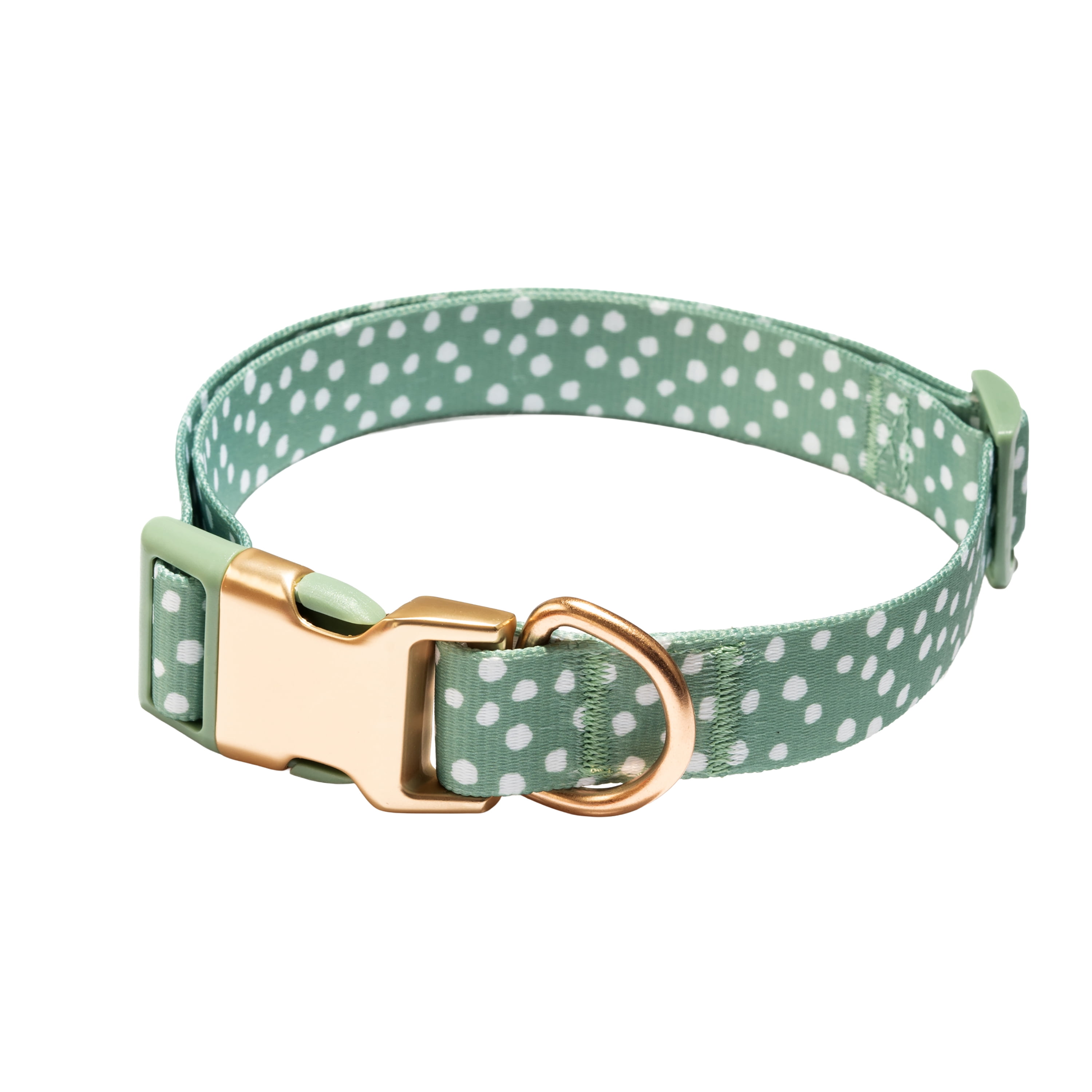 Vibrant Life Polka Dot Print Fashion Dog Collar, Green, XL