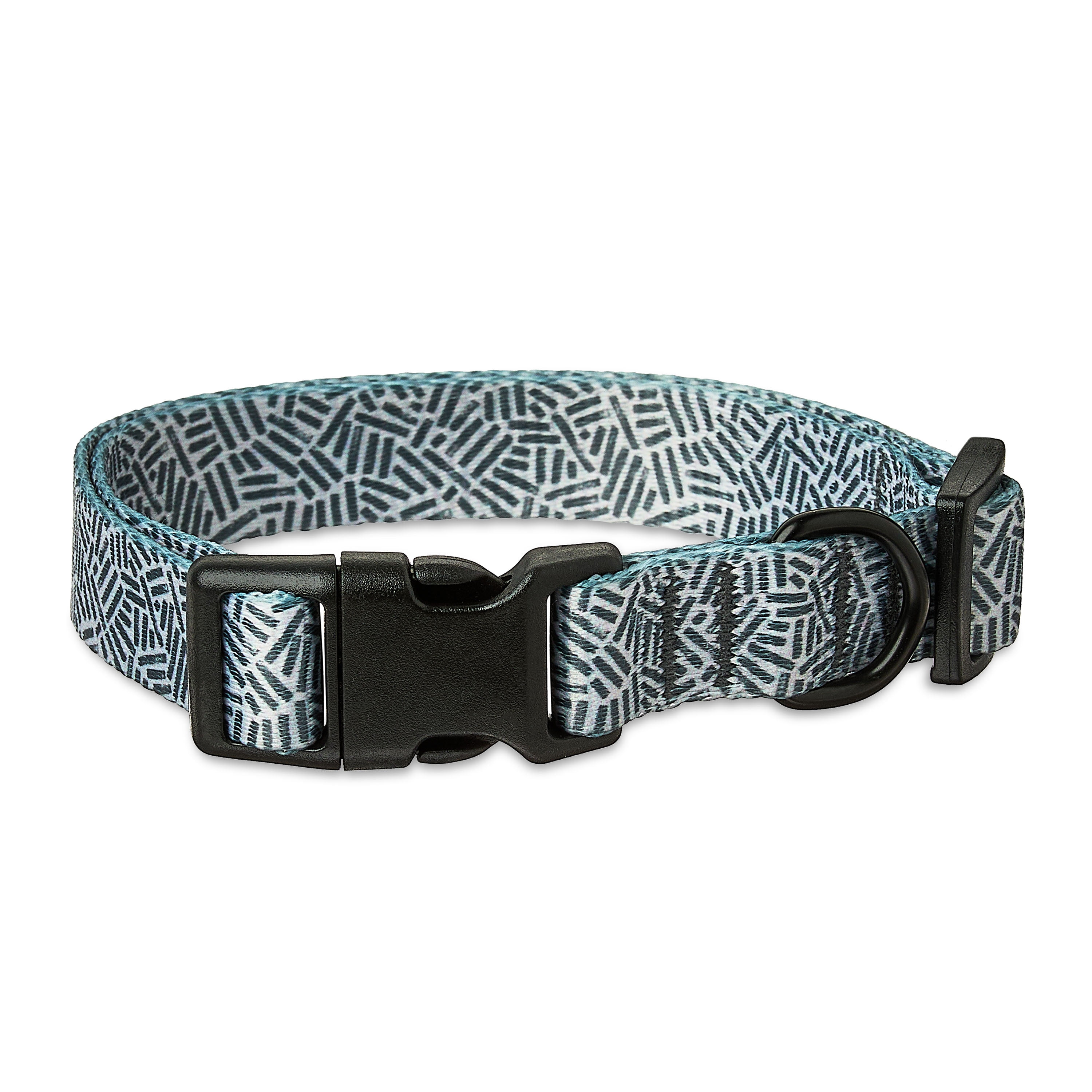 Vibrant Life Polyester Cushioned Adjustable Dog Collar, Gray Print, M