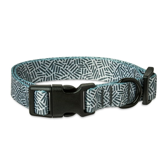 Vibrant Life Polyester Adjustable Cushioned Dog Collar, Gray Print, Medium