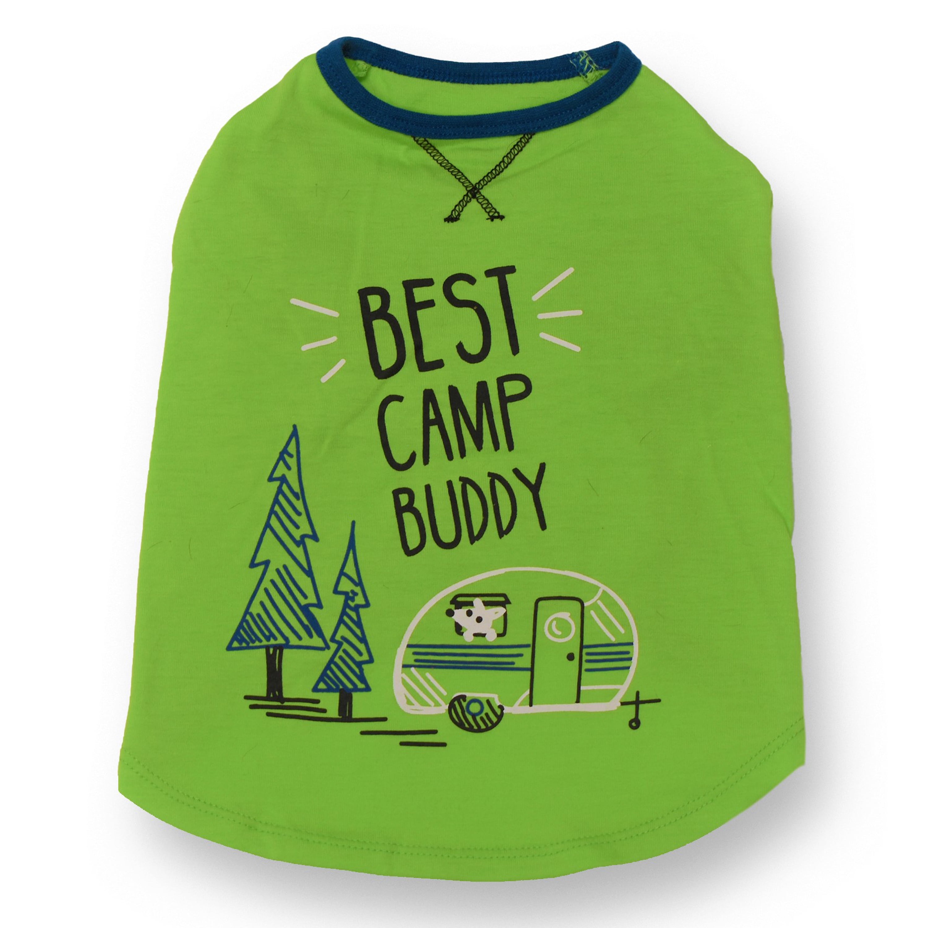 Vibrant Life Polyester Best Camp Buddy Dog T-Shirt, Green, XXS
