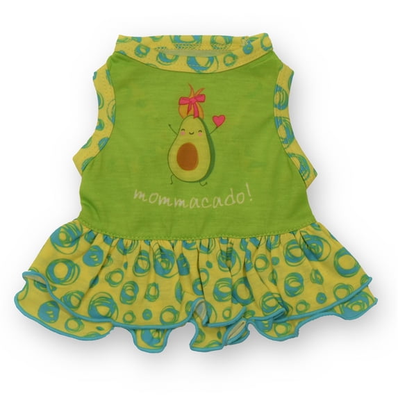 Vibrant Life Polyester Mommacado! Swirls Dog Dress, Green, Medium