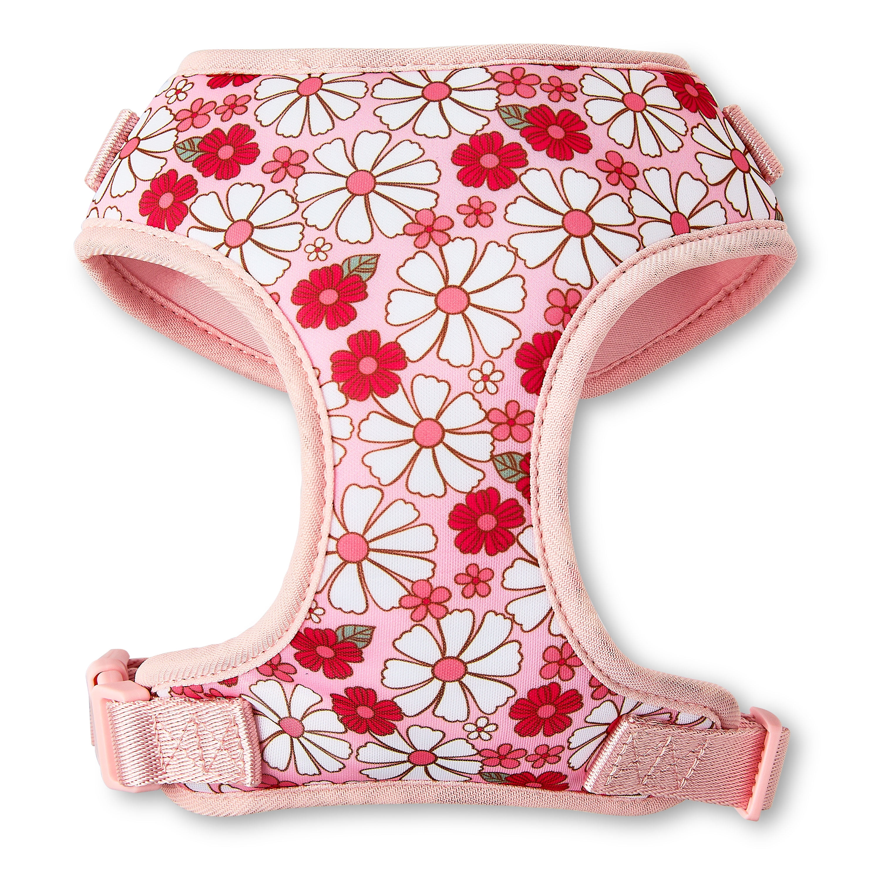 Vibrant Life Polyester & Spandex Floral Adjustable Dog Harness, Pink, Small