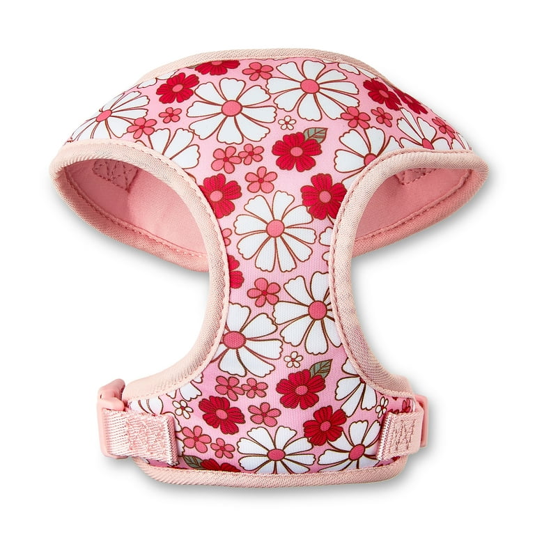 Vibrant Life Polyester Spandex Floral Adjustable Dog Harness, Pink