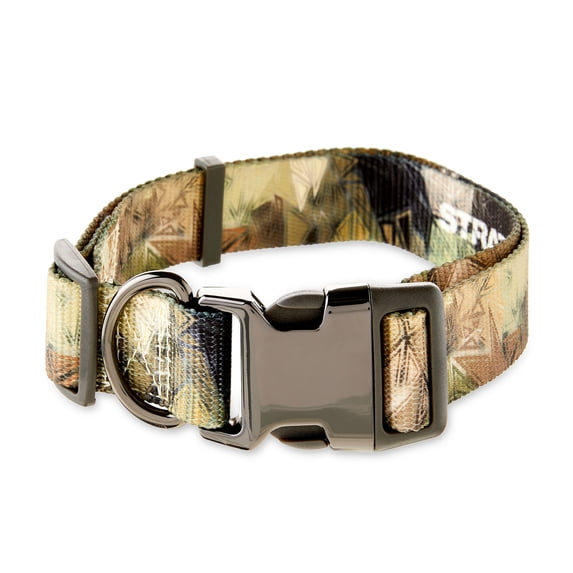 Vibrant Life Polyester Strategy Graph x Camo Fashion Dog Collar, Metal Buckle, Brown, Large