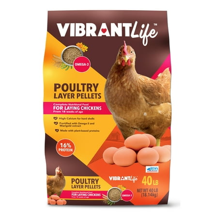 Vibrant Life Poultry Layer Pellets Chicken Feed, 40 lb