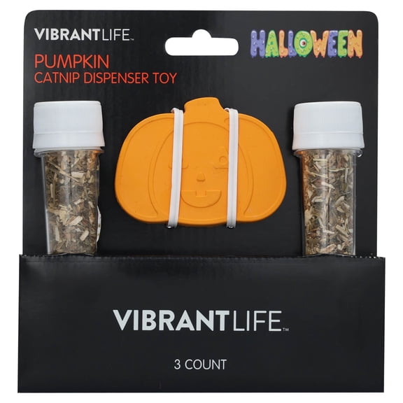 Vibrant Life Halloween Catnip Dispenser Toy, Pumpkin, Orange