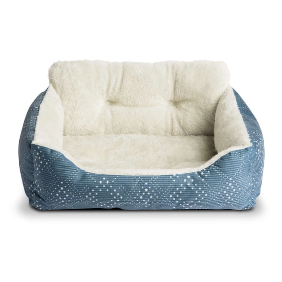 Vibrant Life Puppy Dog Bed, Plush Bolster Dog for Small Dogs, Small, 21" x 17", Blue
