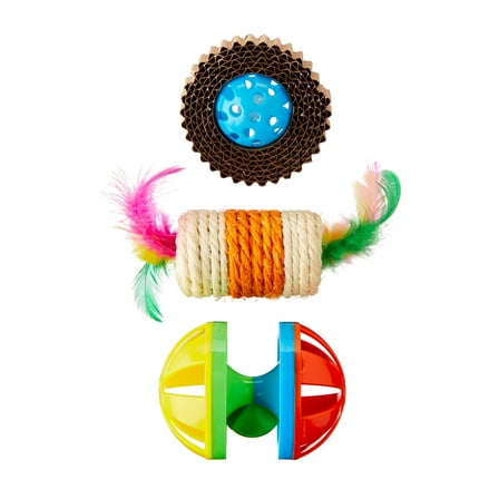 Vibrant Life Rattle, Roll and Scratch Cat Toys, 3 Count