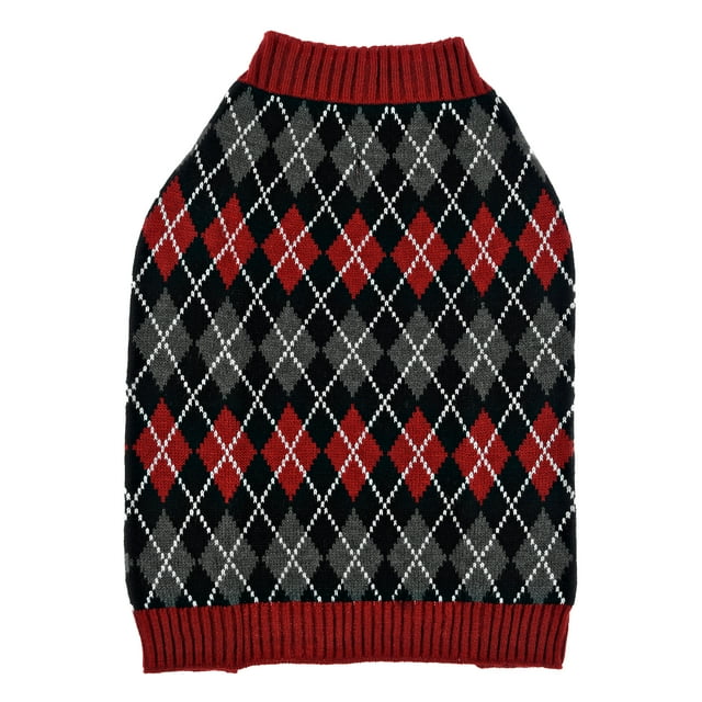 Vibrant Life Red Argyle Dog Sweater, Small