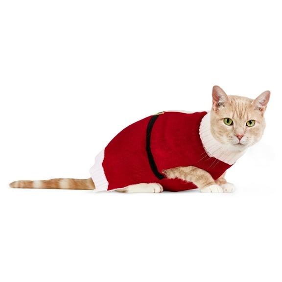 Vibrant Life Holiday Pet Sweater for Cats & Dogs, Santa, Red, Small