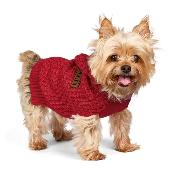 Vibrant Life Holiday Pet Sweater for Cats & Dogs, Spoiled Waffle Knit, Red, Extra Small