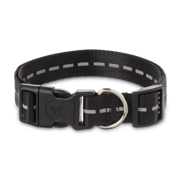 Vibrant Life Reflective Polyester Adjustable Dog Collar, Black, Large