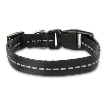 Vibrant Life Reflective Polyester Adjustable Dog Collar, Black, Small