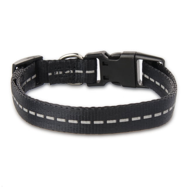 Vibrant Life Reflective Polyester Adjustable Dog Collar, Black, Small