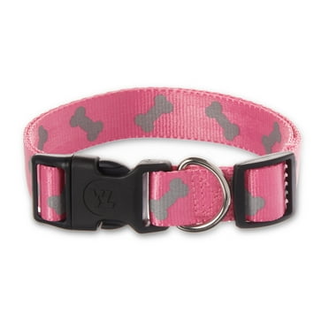 Vibrant Life Reflective Polyester Adjustable Dog Collar, Pink, Large