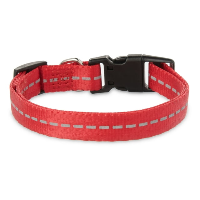 Vibrant Life Reflective Polyester Adjustable Dog Collar, Red, Small