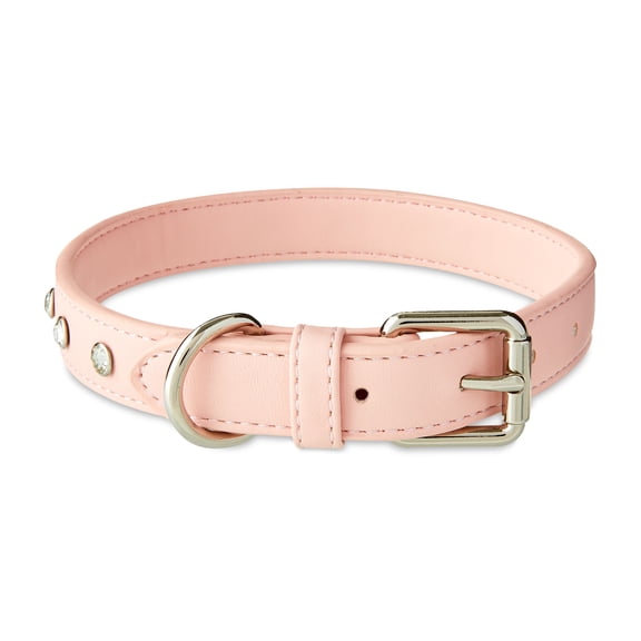 Vibrant Life Rhinestone Studded Adjustable Dog Collar, Pink, M